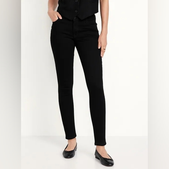 Old Navy Women's Super Skinny Mid-rise Black Jeans - Picture 2 of 6